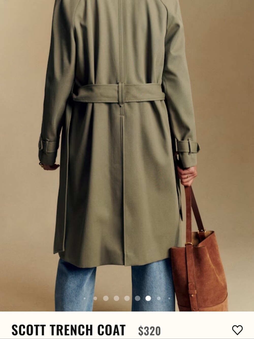 Sezane Scott Trench Coat Olive Green - Size 4 - Picture 3 of 6